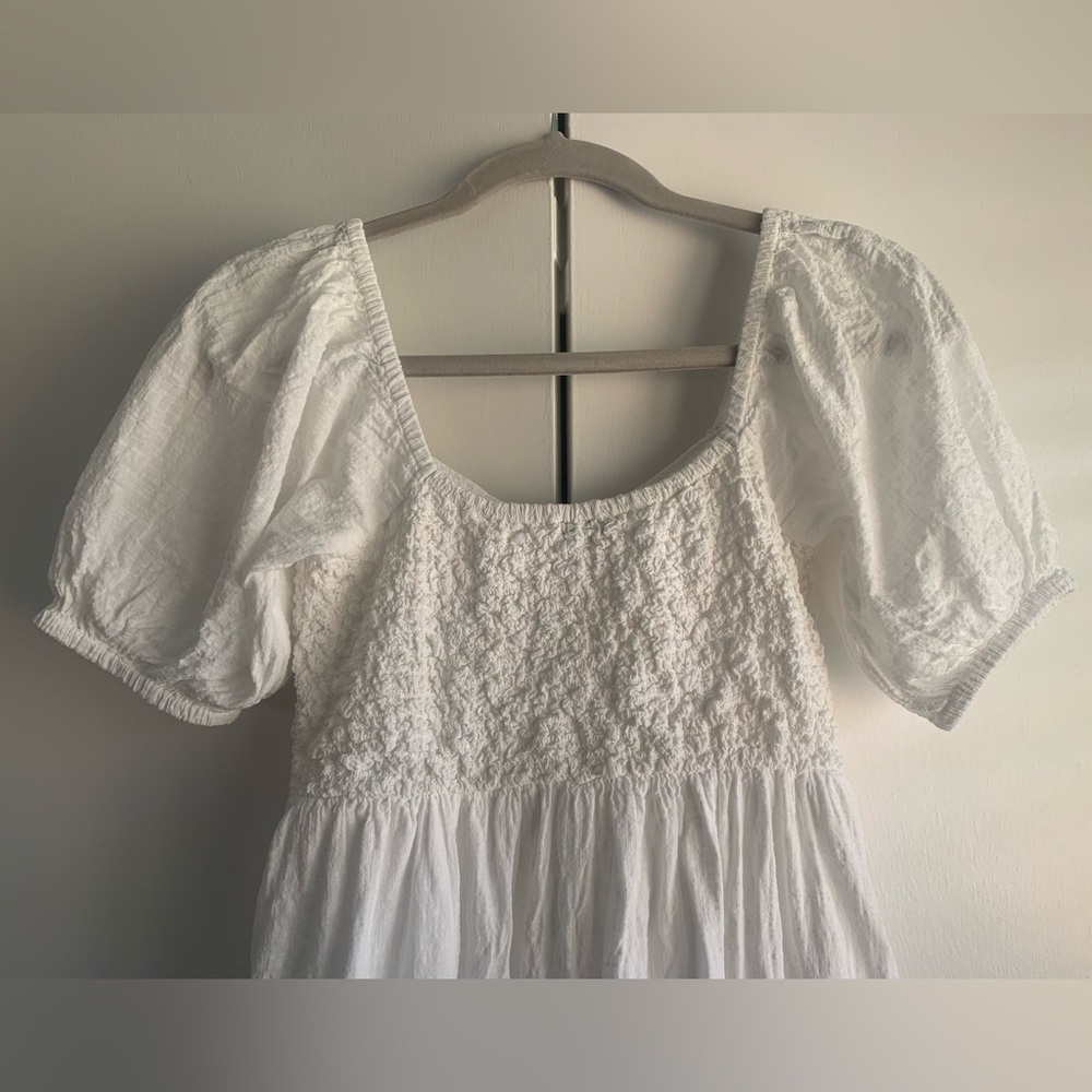 Topshop White Smocked Midi Dress - Picture 4 of 7